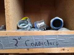 Contents of Top Two Bins: EMT Couplers, EMT Connectors, Angle Couplers, Locknuts, Nipples and More