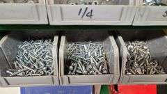 Shelving Unit With Contents: Screws, Washers, Spring Nuts, Fasteners, Screw Anchors and More