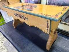 2) Paintings and Wooden Bench