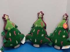 Christmas Garland, Ribbon, 2) Marble and Wood Trees, Christmas Tree Pillows