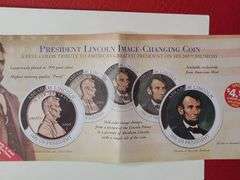 2) Abraham Lincoln Image Changing Coins, 2) Abraham Lincoln Presidential Dollar Trial Coins
