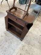 Wooden Side Table with Drawer, Wooden Sewing Box