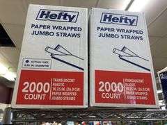 2) Hefty Paper Wrapped Jumbo Straws