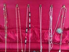 Jewelry Box with Contents: Necklaces, Rings, Earrings