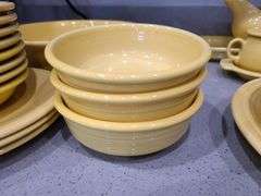 Yellow Fiesta Ware 30 Pcs.: Plates, Bowls, Pitcher, Cups, Sugar Bowl