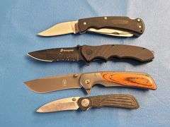 4) Folding Pocket Knives, 1) Leather Sheath