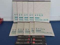 10) Bienfang Watercolor 11"x15" Art Paper, 6) Prang Charcoal Pencils