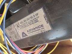 Contents of Bins: Sockets, Transformers, Magnetic Ballasts, Light Bulbs, Pull Chain Lamp Holder and 