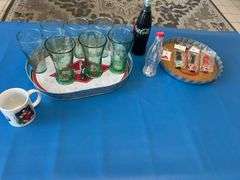 Coca-Cola Trays and Glasses, Umbrella, More
