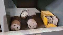 Contents of Bin: Wire, Outlets, Plugs, Incandescent Dimmer, Wall Plates, Duplex Receptacle, Switches
