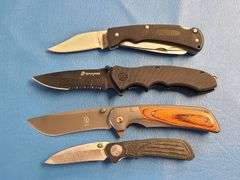 4) Folding Pocket Knives, 1) Leather Sheath
