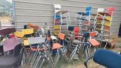 2) Tables, Assorted Student Chairs, 4) Desks, 3) Office Chairs