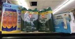 2) Off Insect Repellent 3pk, Banana Boat Sport SPF Spray 3pk, Thermacell Mosquito Repellent Refills