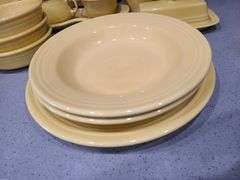 Yellow Fiesta Ware 30 Pcs.: Plates, Bowls, Pitcher, Cups, Sugar Bowl