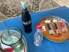 Coca-Cola Trays and Glasses, Umbrella, More
