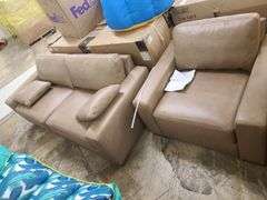 1) Harrison Leather Chair, 1) Harrison Leather Sofa with Cushions