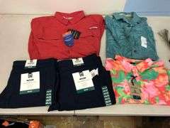 Habit River Tee, Weatherproof Button Down, Chubbies Floral Button Down, 2) Slim Fit Performance Pant