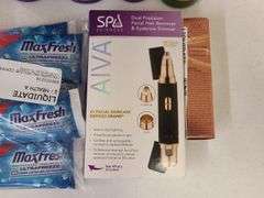 Aussie Kids Shampoo and Detangler, Colgate Toothpaste, Spa Sciences Hair Remover, Eye Cream, Intensi