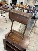 Wooden Side Table with Drawer, Wooden Sewing Box
