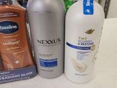 Aveeno Baby Wash & Shampoo, Vaseline Moisturizer, Nexxus Leave-In Spray and Conditioner, Nexxus Sham