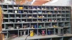 Contents of Bin: Wire, Outlets, Plugs, Incandescent Dimmer, Wall Plates, Duplex Receptacle, Switches
