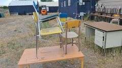 Desk, Table and Assorted Chairs