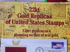 Gold Replicas of "Civil War" and "Great Plains Prairie" United States Stamps