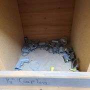 Contents of Shelves: Adaptabel, Door Release, Back Box, Metal Brackets, BX Connectors, Grounding Bus
