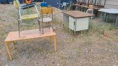 Desk, Table and Assorted Chairs