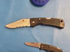 4) Folding Pocket Knives, 2) Sheaths, 1) Folding Multi Tool