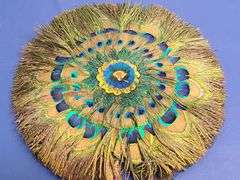 2) Pottery Vases, Peacock Feather Hand Fan