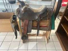 Vintage Ray Holes Custom Saddle with Stand / Blankets, Tapaderos and Tack,Rifle Scabard