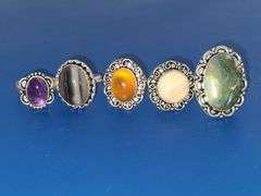 5) Ladies Gemstone Rings Sizes 8.5, 9, 9.5