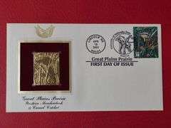 Gold Replicas of "Civil War" and "Great Plains Prairie" United States Stamps