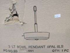 3LT Bowl Pendant Opal Light Fixture