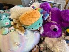 Contents of Table: Plushes, Stuffies, Toys