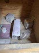 Contents of Bins: Sockets, Transformers, Magnetic Ballasts, Light Bulbs, Pull Chain Lamp Holder and 
