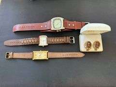 3) Watches, Cameo Clip Earrings