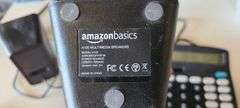 Assorted Box Cutters, Amazon Basic Speakers, Charging Block, Flashlight