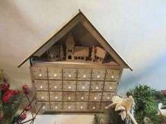Garland, Advent Calendar, Wood Nativity