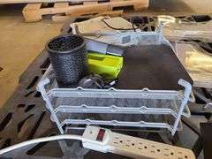 Pallet w/Office Supplies (File Organizers, Power Strips
