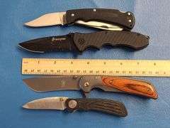 4) Folding Pocket Knives, 1) Leather Sheath