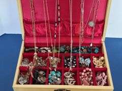 Jewelry Box with Contents: Necklaces, Rings, Earrings