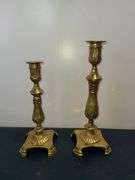 Assorted Brass Items (Candle Sticks, Plates and Vase)