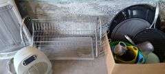 Round Grill Griddle Pan, Drying Rack, 2 Heaters, Knife Block, Dishes,