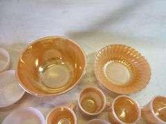 Fire King Peach Luster Bowls, Cups, Saucers