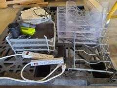 Pallet w/Office Supplies (File Organizers, Power Strips
