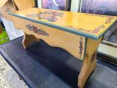 2) Paintings and Wooden Bench