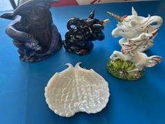 Dragon, Unicorn Glass Figures