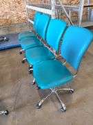 4) Teal Rolling Office Chairs